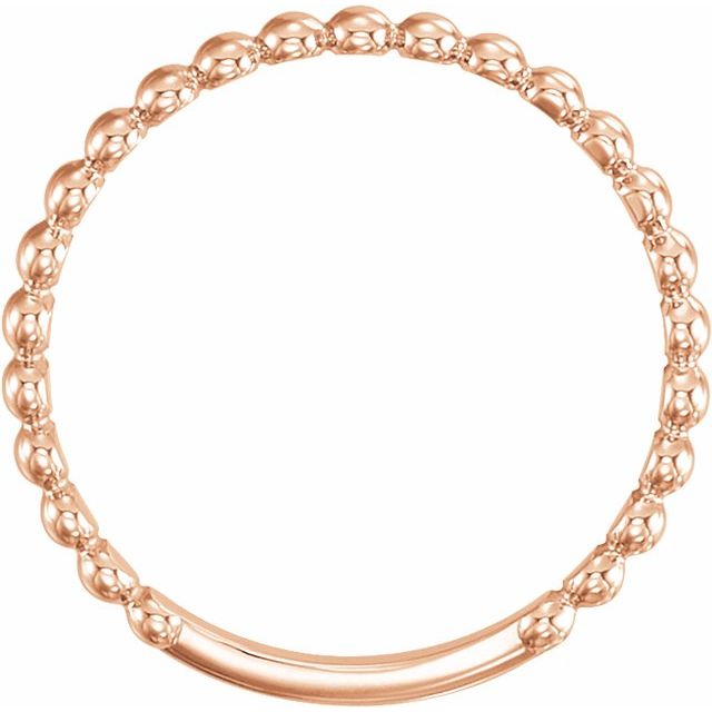 14k Rose 2 Mm Stackable Beaded Ring
