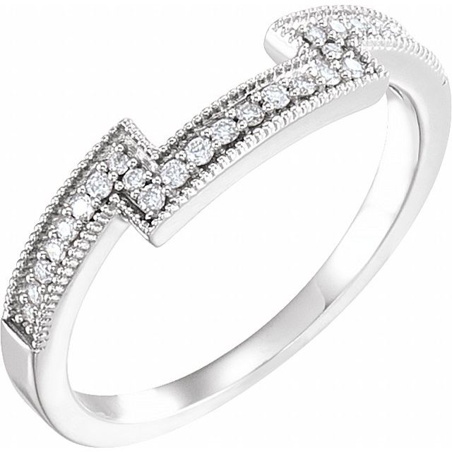 14k White 1/8 Ctw Natural Diamond Band