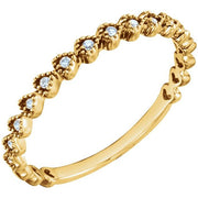 14k Yellow .06 Ctw Natural Diamond Stackable Heart Ring
