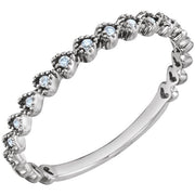 14k White .06 Ctw Natural Diamond Stackable Heart Ring