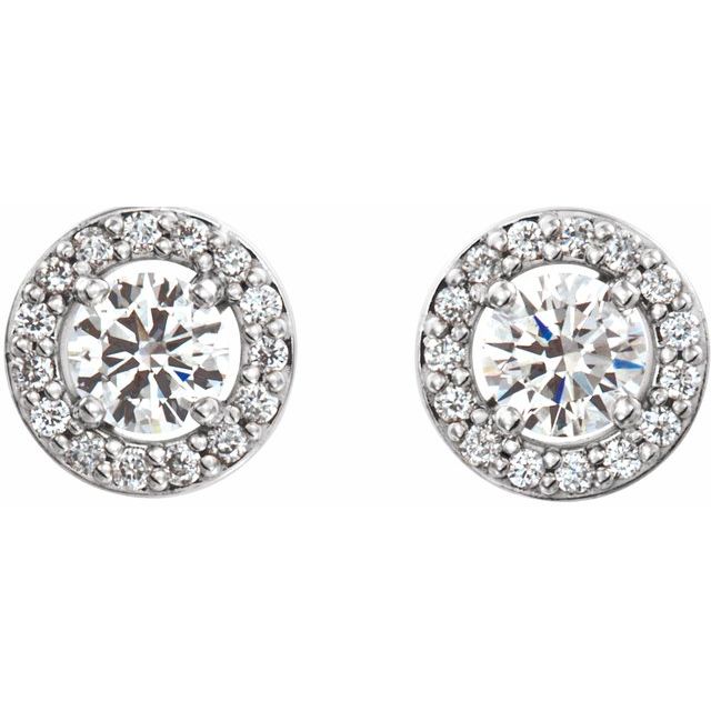 14k White 3/8 Ctw Natural Diamond Halo-style Earrings