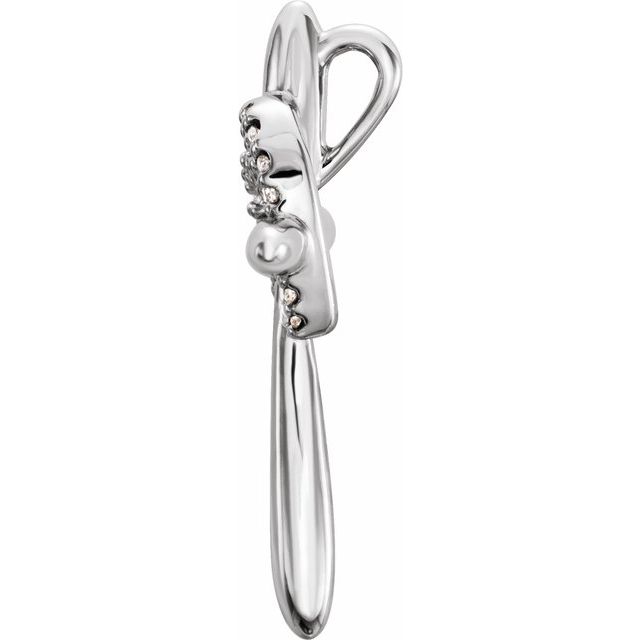 14k White .04 Ctw Natural Diamond Heart & Cross Pendant