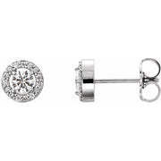 14k White 3/8 Ctw Natural Diamond Halo-style Earrings