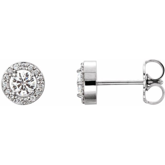 14k White 3/8 Ctw Natural Diamond Halo-style Earrings