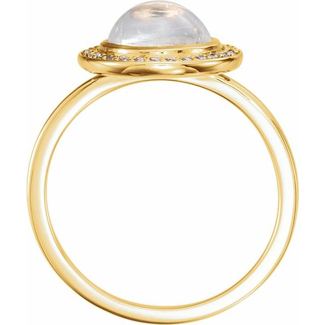 14k Yellow Natural Rainbow Moonstone & 1/8 Ctw Natural Diamond Halo-style Ring
