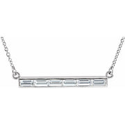 14k White 3/4 Ctw Natural Diamond Bar 17' Necklace