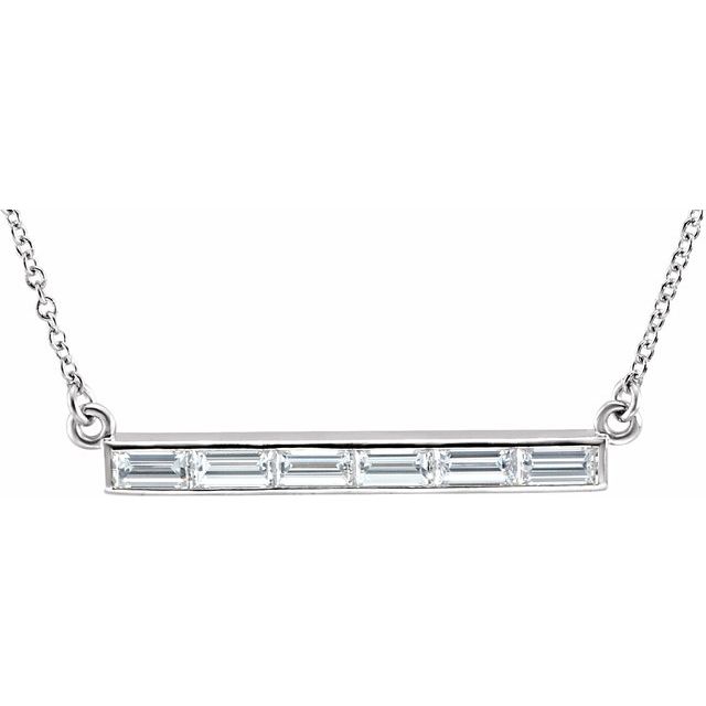 14k White 3/4 Ctw Natural Diamond Bar 17' Necklace
