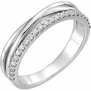 Sterling Silver 1/5 Ctw Natural Diamond Criss-cross Ring