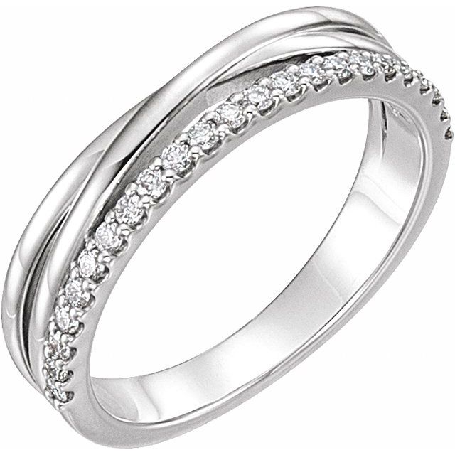 Sterling Silver 1/5 Ctw Natural Diamond Criss-cross Ring