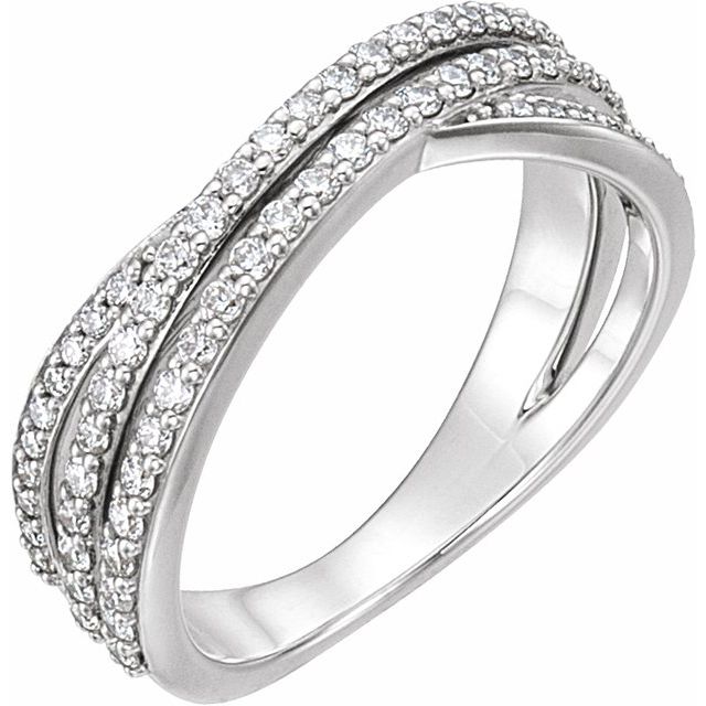 14k White 1/2 Ctw Natural Diamond Criss-cross Ring