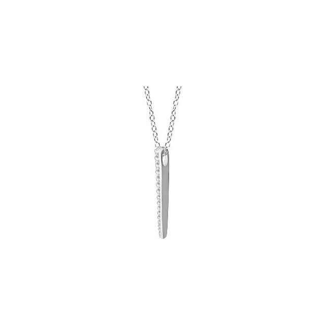 14k White 1/4 Ctw Natural Diamond Graduated 16-18' Bar Necklace