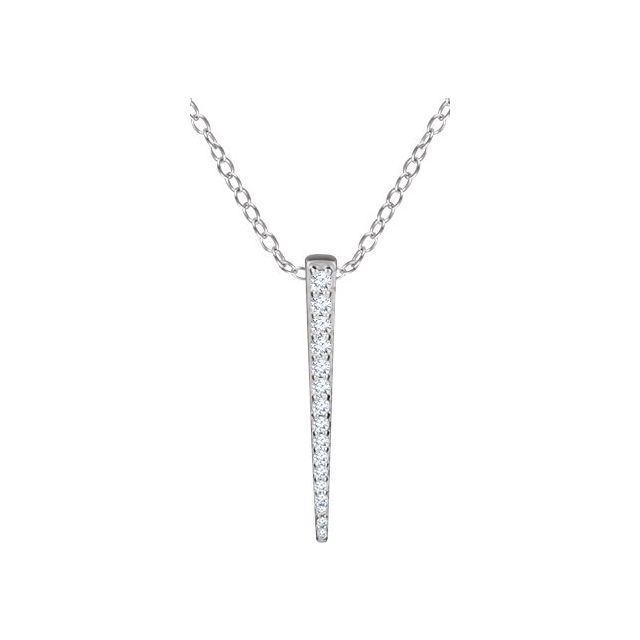 14k White 1/4 Ctw Natural Diamond Graduated 16-18' Bar Necklace