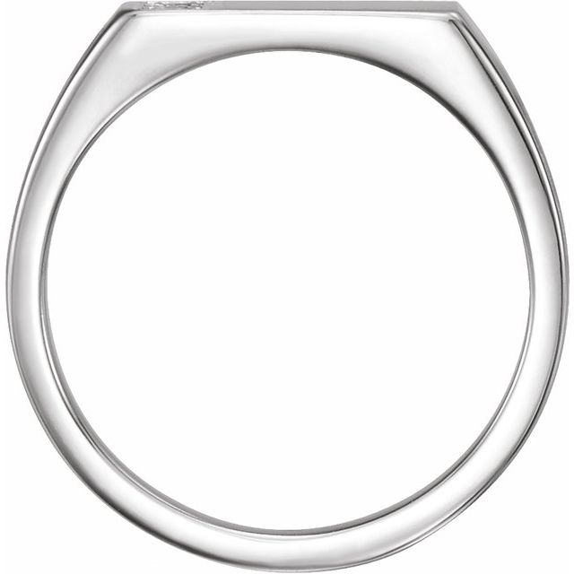 14k White 1/10 Ctw Natural Diamond Signet Ring