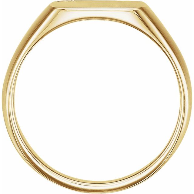 14k Yellow .0075 Ct Natural Diamond 12 Mm Square Signet Ring