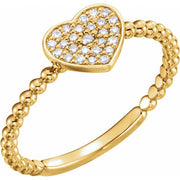 14k Yellow 1/8 Ctw Natural Diamond Heart Bead Ring