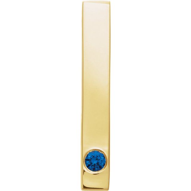 14K Yellow Natural Blue Sapphire Family Engravable Bar Pendant