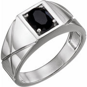 Sterling Silver Natural Black Onyx Ring
