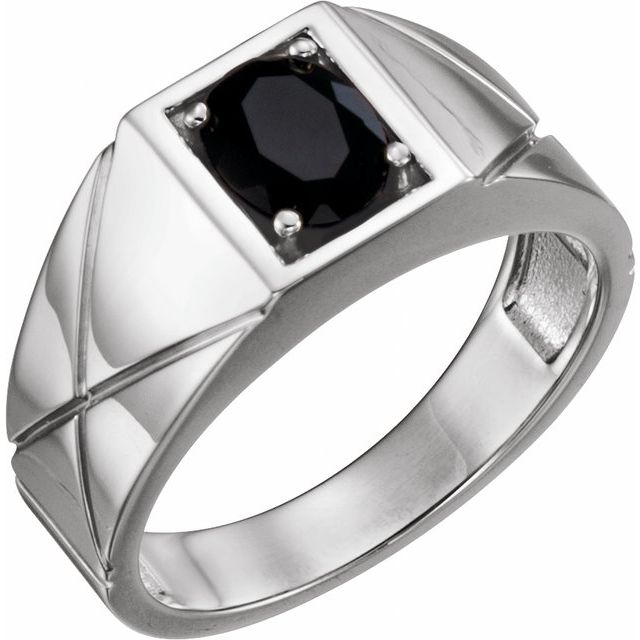 Sterling Silver Natural Black Onyx Ring