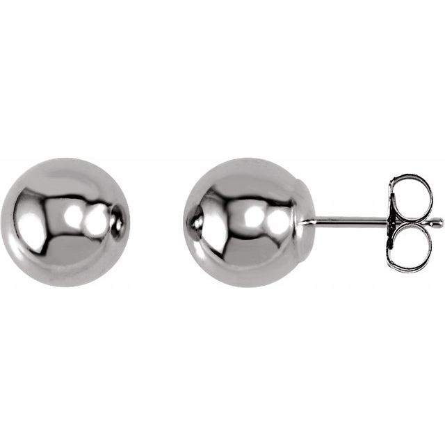 14k White 8 Mm Ball Earrings