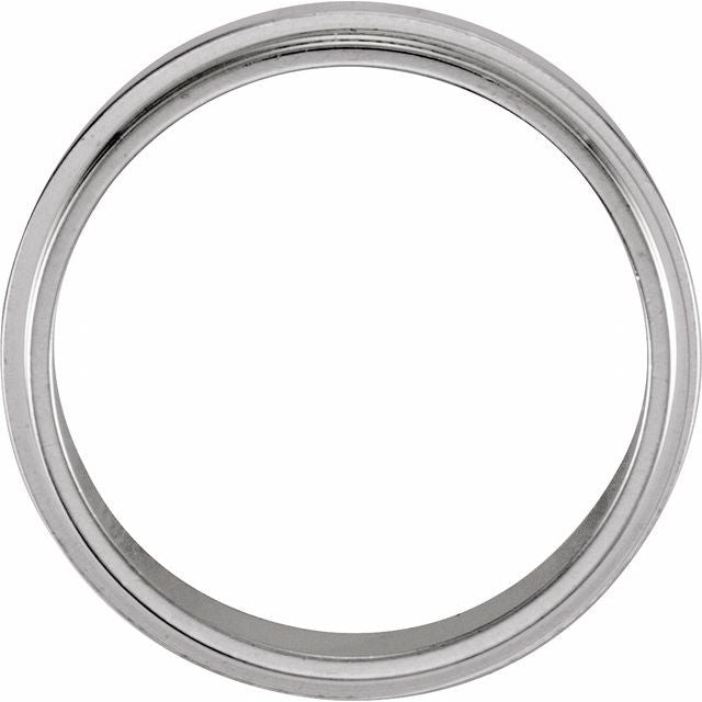 14k White 5 Mm Flat Stepped-edge Band Size 9.5