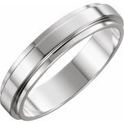 14k White 5 Mm Flat Stepped-edge Band Size 9.5