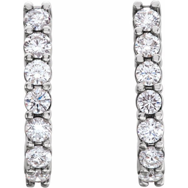 14K White 3/4 CTW Lab-Grown Diamond J-Hoop Earrings