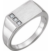 14k White 1/10 Ctw Natural Diamond Signet Ring