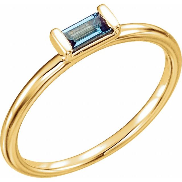 14k Yellow Natural London Blue Topaz Stackable Ring