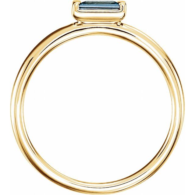 14k Yellow Natural London Blue Topaz Stackable Ring