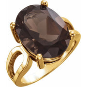 14k Yellow 16x12 Mm Natural Smoky Quartz Ring