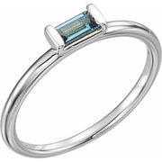 14k White Natural London Blue Topaz Stackable Ring