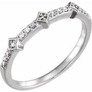 14k White 1/10 Ctw Natural Diamond Stackable Ring