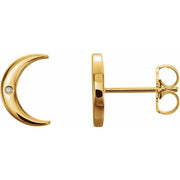 14k Yellow .005 Ctw Natural Diamond Crescent Earrings