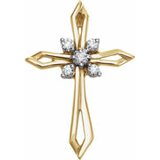 14k Yellow/white 1/6 Ctw Natural Diamond Cross Pendant