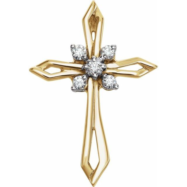 14k Yellow/white 1/6 Ctw Natural Diamond Cross Pendant