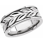 14K White 8 mm Floral Band Size 8