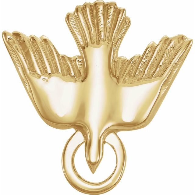 14k Yellow 15 Mm Flying Holy Spirit Dove Pendant