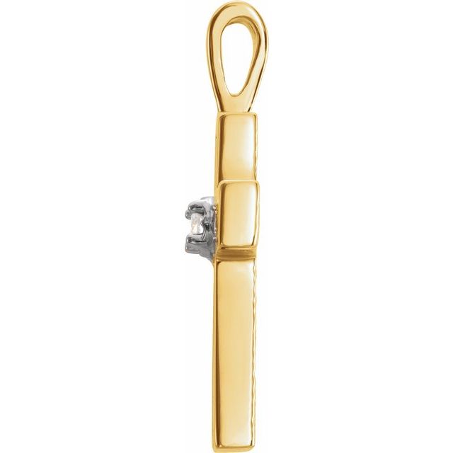 14K Yellow/White .025 CT Natural Diamond Cross Pendant