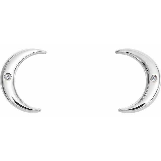 Sterling Silver .005 Ctw Natural Diamond Crescent Earrings