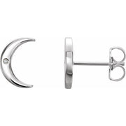 14k White .005 Ctw Natural Diamond Crescent Earrings