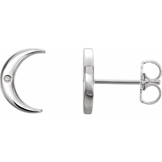 Sterling Silver .005 Ctw Natural Diamond Crescent Earrings