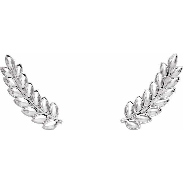 Sterling Silver Petite Leaf Ear Climbers