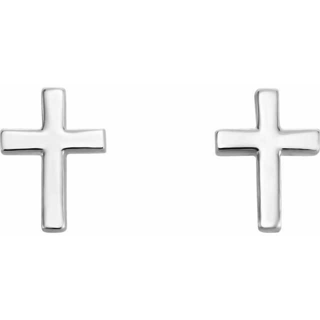Sterling Silver 7.5 Mm Cross Earrings