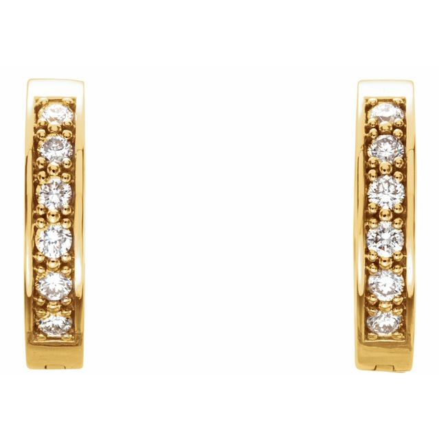 14k Yellow 1/2 Ctw Natural Diamond Inside-outside 15 Mm Hoop Earrings