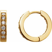 14k Yellow 1/2 Ctw Natural Diamond Inside-outside 15 Mm Hoop Earrings