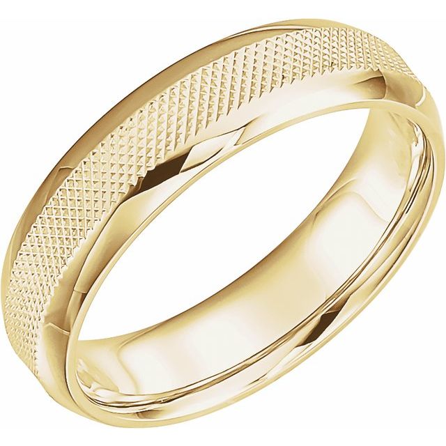14k Yellow 6 Mm Knurl Half Round Band Size 11.5