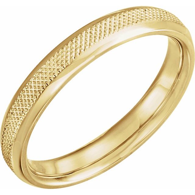 14k Yellow 4 Mm Knurl Half Round Band Size 10