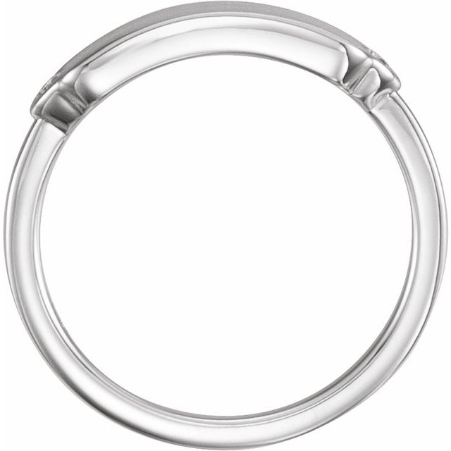 14k White .03 Ctw Natural Diamond 18x5 Mm Signet Ring