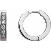 14k White 1/2 Ctw Natural Diamond Inside-outside 15 Mm Hoop Earrings