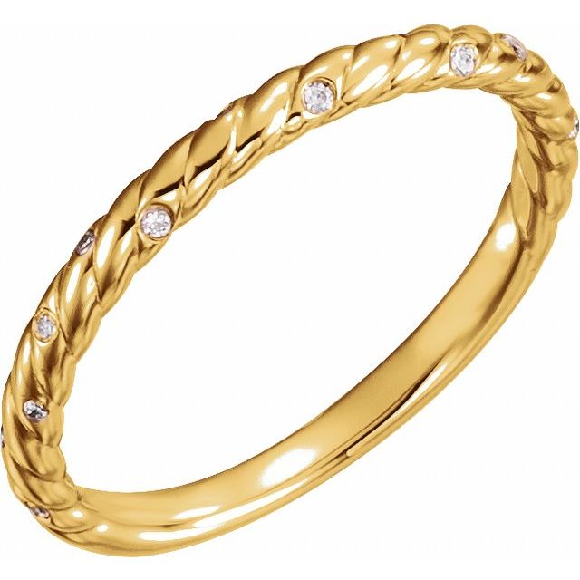 14k Yellow .04 Ctw Natural Diamond Rope Band